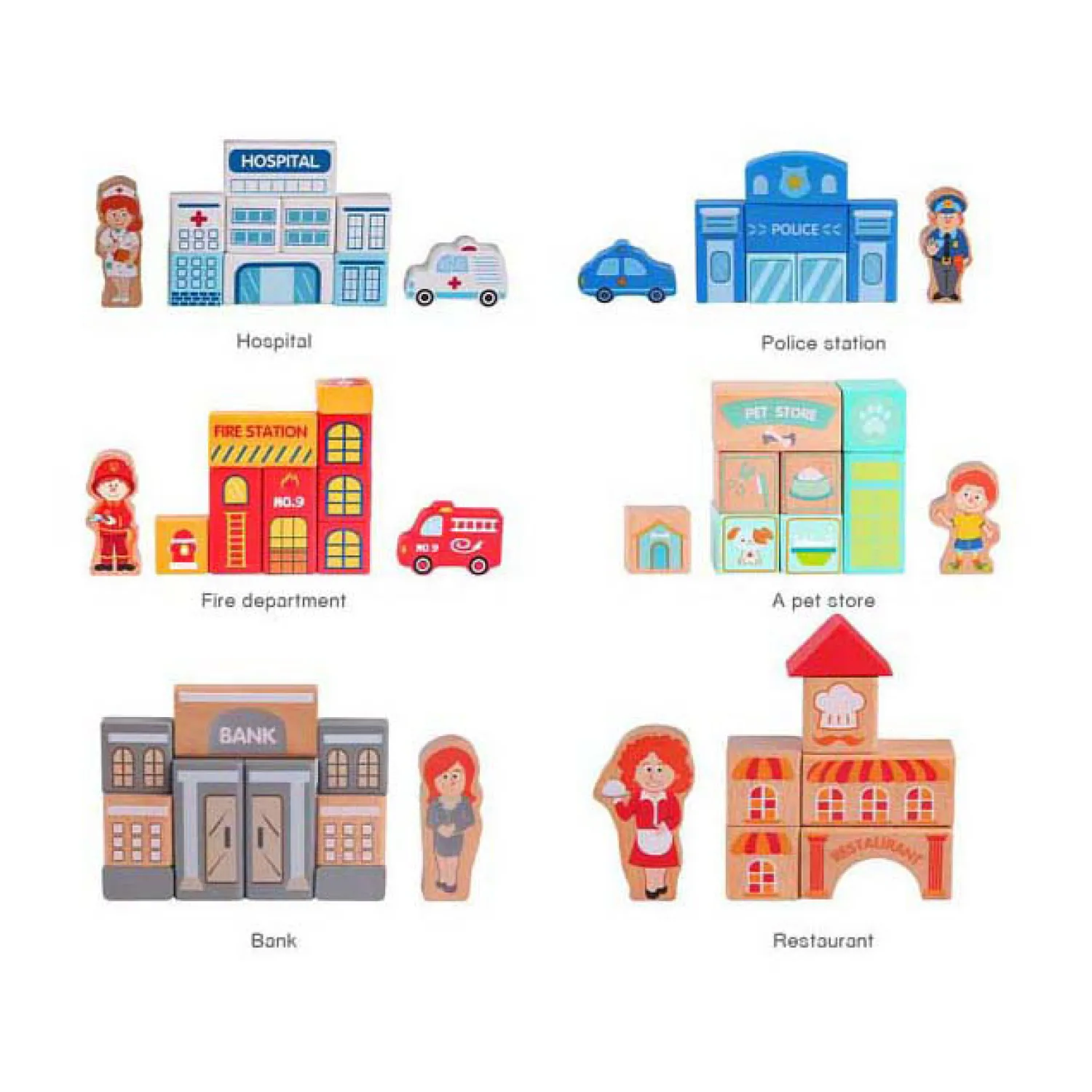 Houten Blokken Stad, 120dlg.-Classic World Online