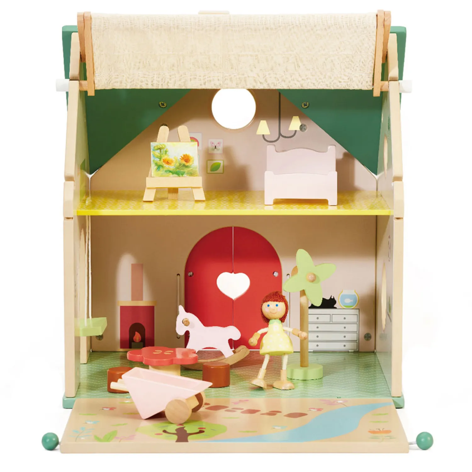 Classic World Houten Poppenhuisje met Tuintje, 10dlg.