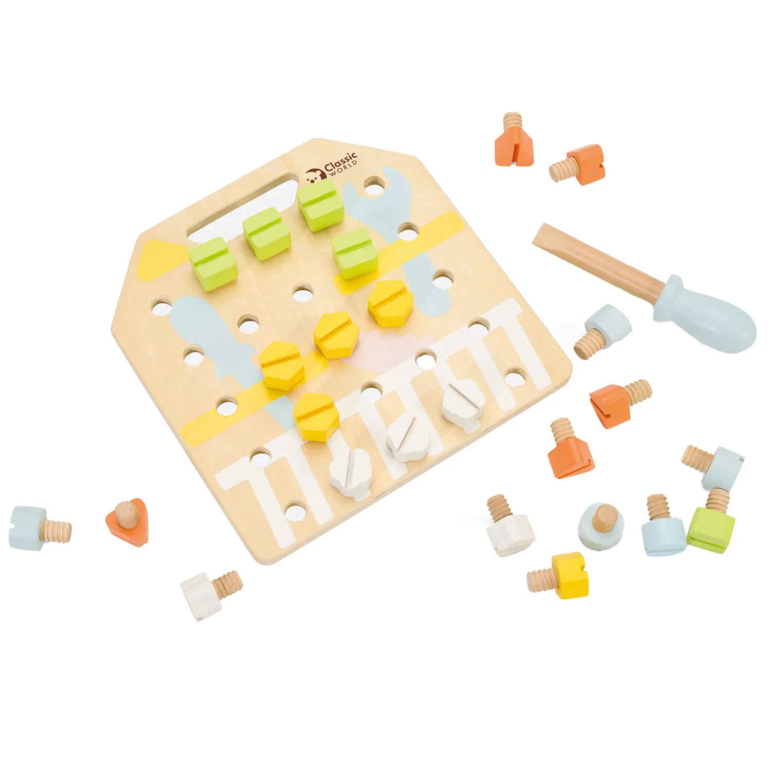 Houten Schroefbord Coordinatie Spel, 27dlg.-Classic World Best