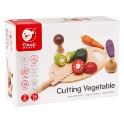 Houten Snijgroenten met Mes en Snijplank 16 dlg>Classic World Clearance