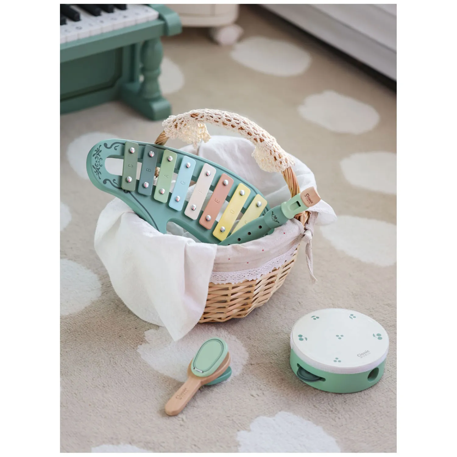 Houten Vintage Muziekinstrumenten Set, 5dlg.-Classic World Sale