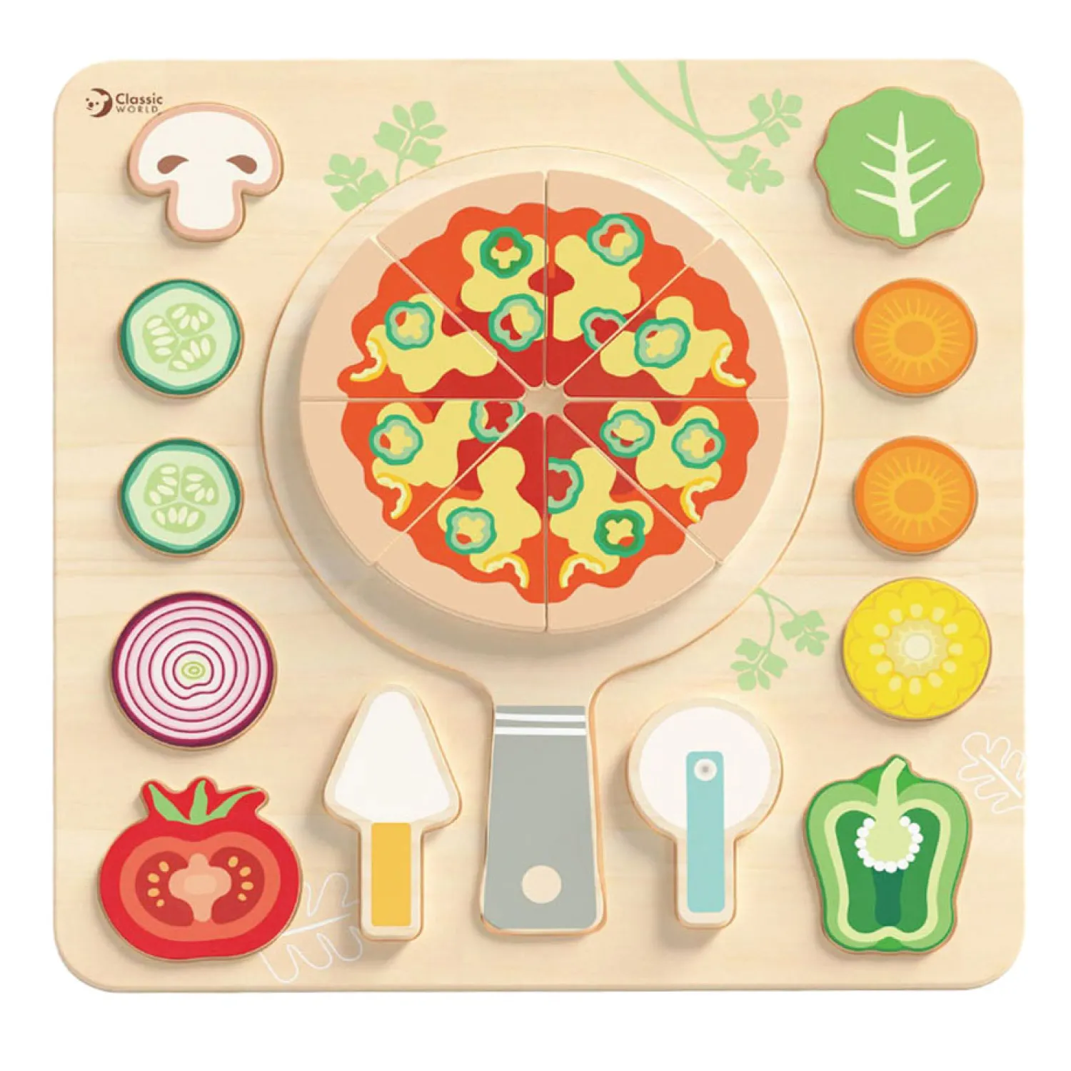 Houten Vormenpuzzel Pizza, 22st.>Classic World Online
