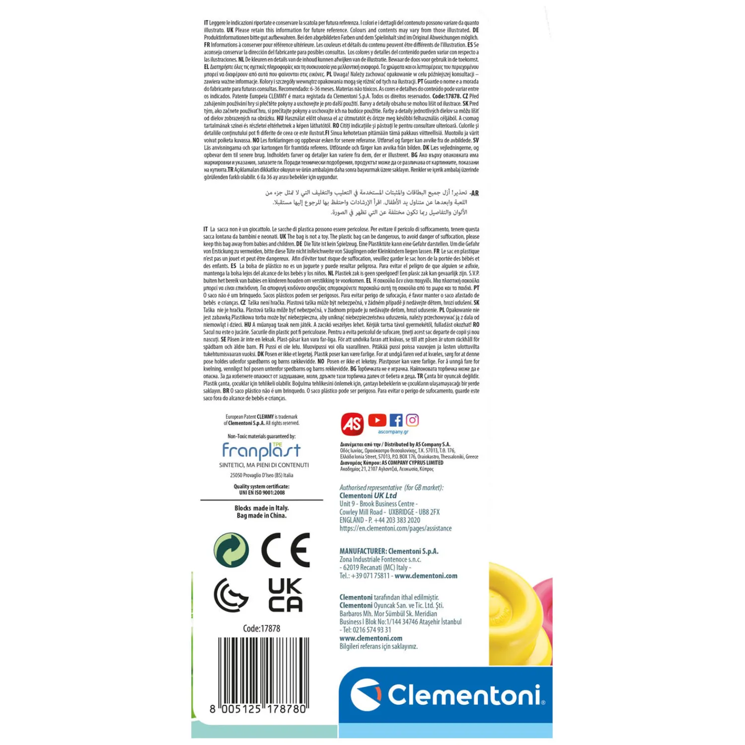 Clementoni Baby Soft Clemmy Blokken met Opbergtas - 40dlg. Clearance