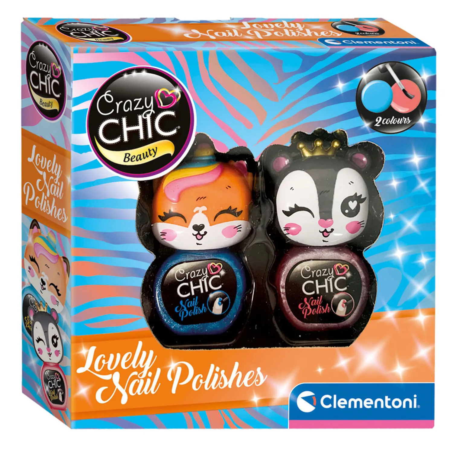 Crazy Chic Nagellak Blauw/Rood, 2st.-Clementoni New