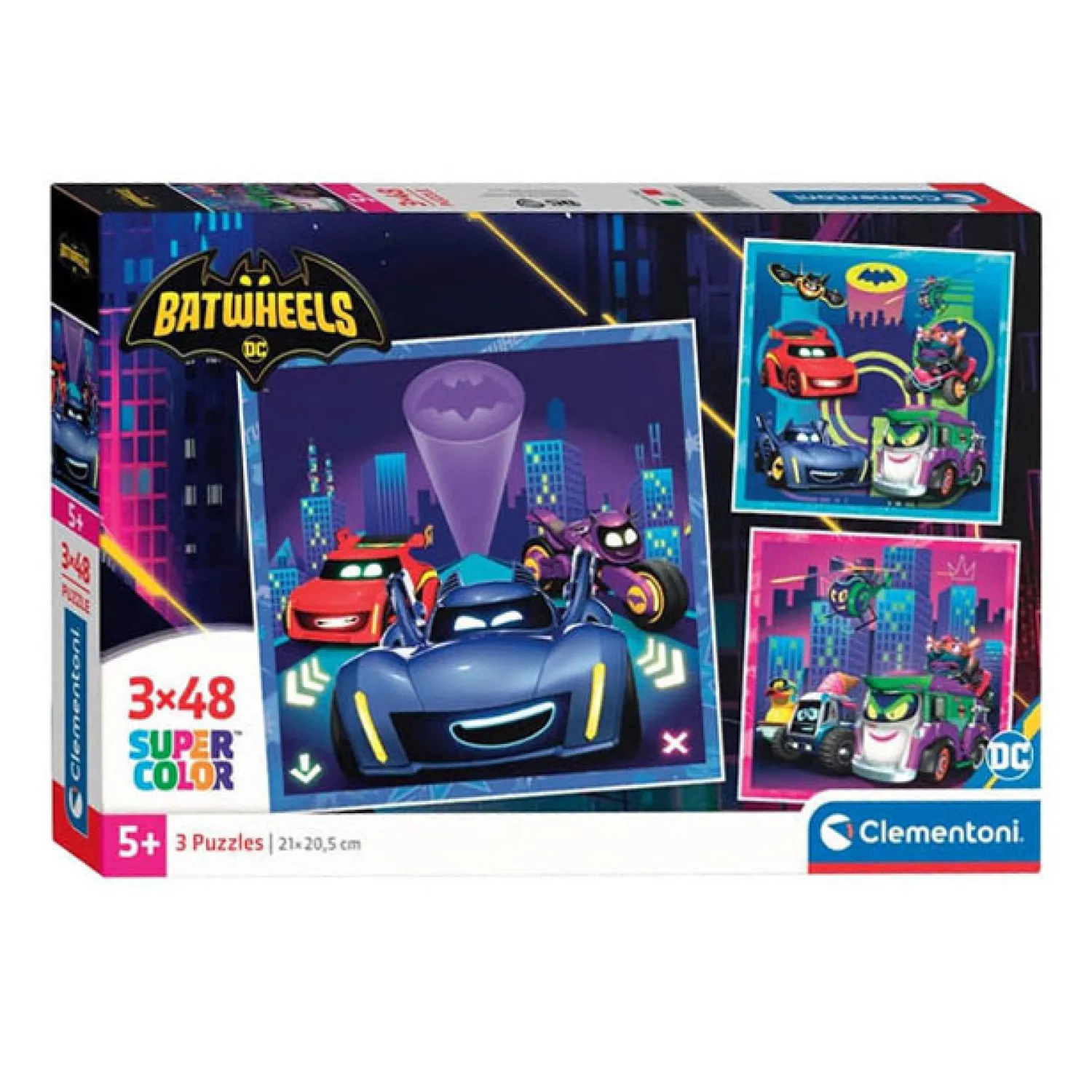 Clementoni Legpuzzel Super Color Vierkant Batwheels, 3x48st. Outlet