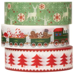 Colorations - Washi Tape Kerst 3 Rollen, 5mtr. Hot