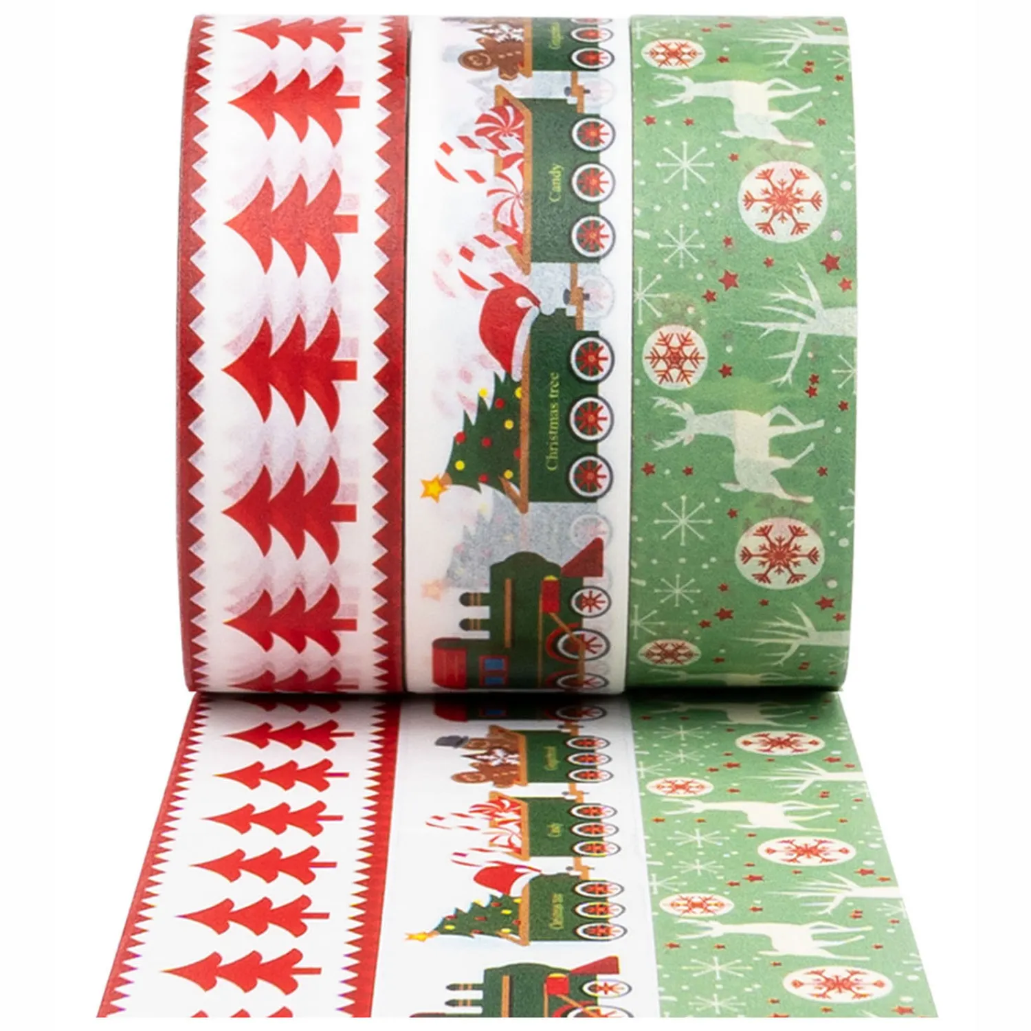 Colorations - Washi Tape Kerst 3 Rollen, 5mtr. Hot