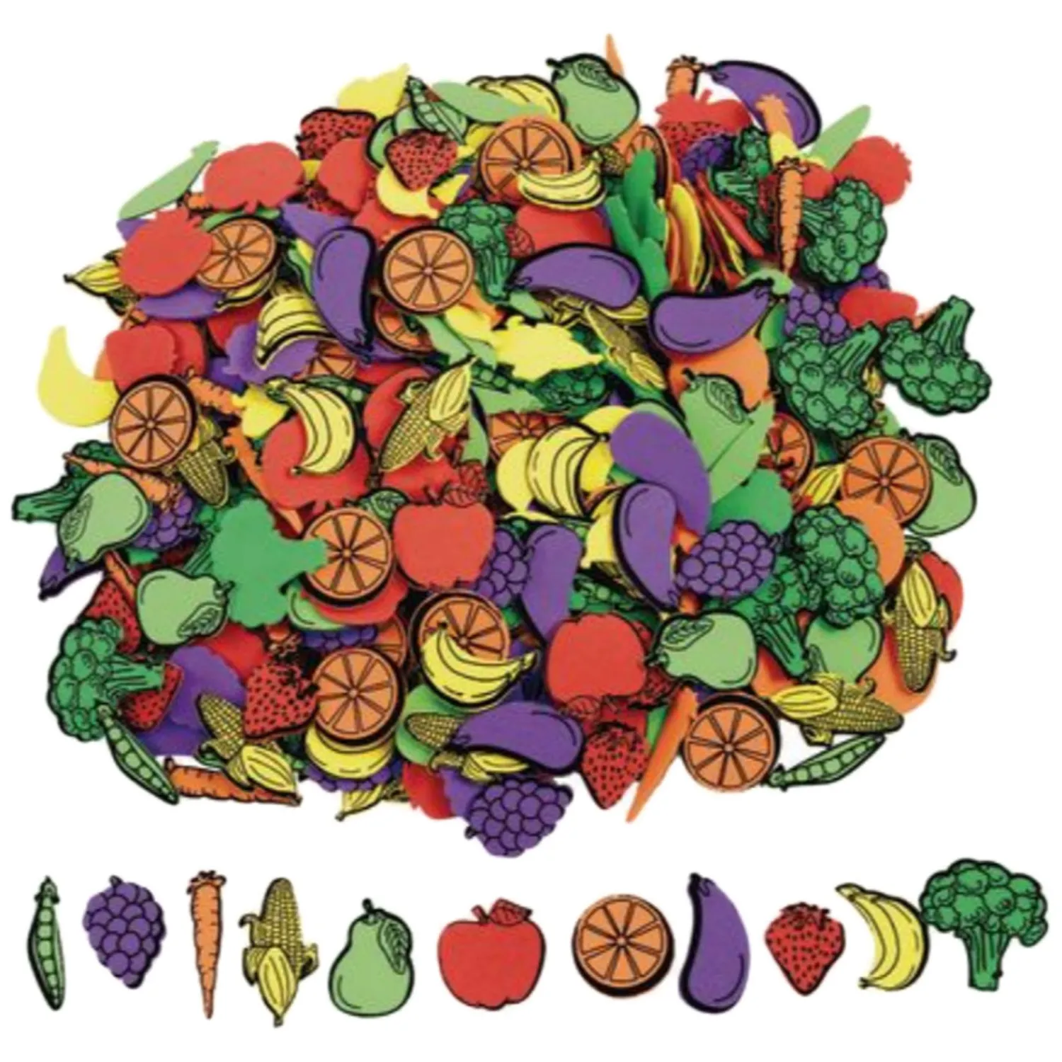 Colorations - Zelfklevende Foam Groenten en Fruit Stickers, 500st.