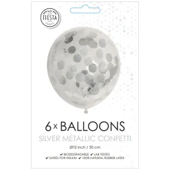 Confetti Ballonnen Papieren Confetti Metallic Zilve 30cm, 6st.>Globos Sale