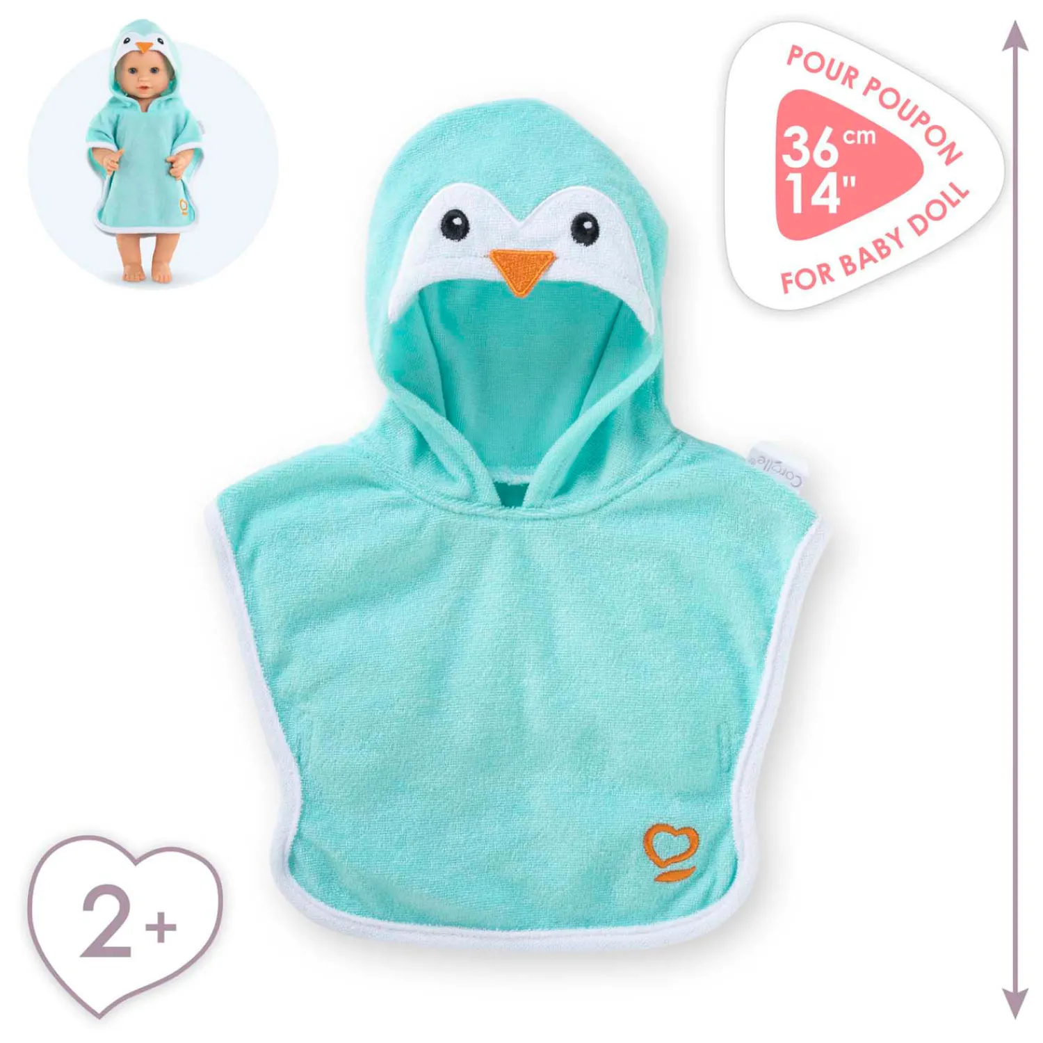 Badcape voor Babypop - Pinguin, 36cm-Corolle Online