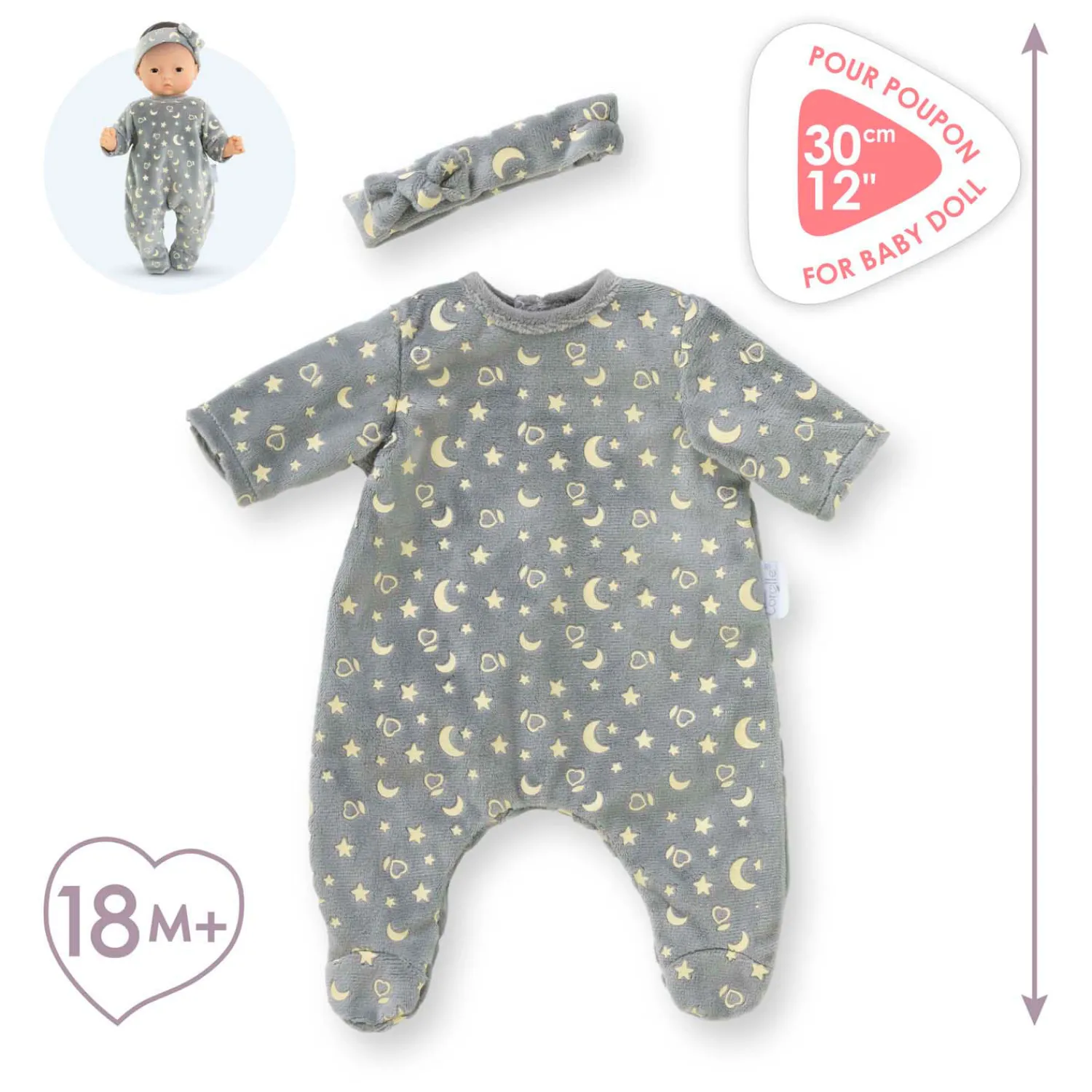Poppen Pyjama en Hoofdband, 30cm - Glow in the Dark>Corolle Discount