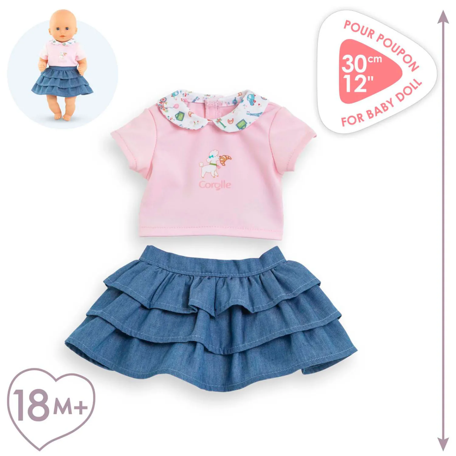 Rok met Ruches en T-Shirt voor Babypop, 30cm.-Corolle Online