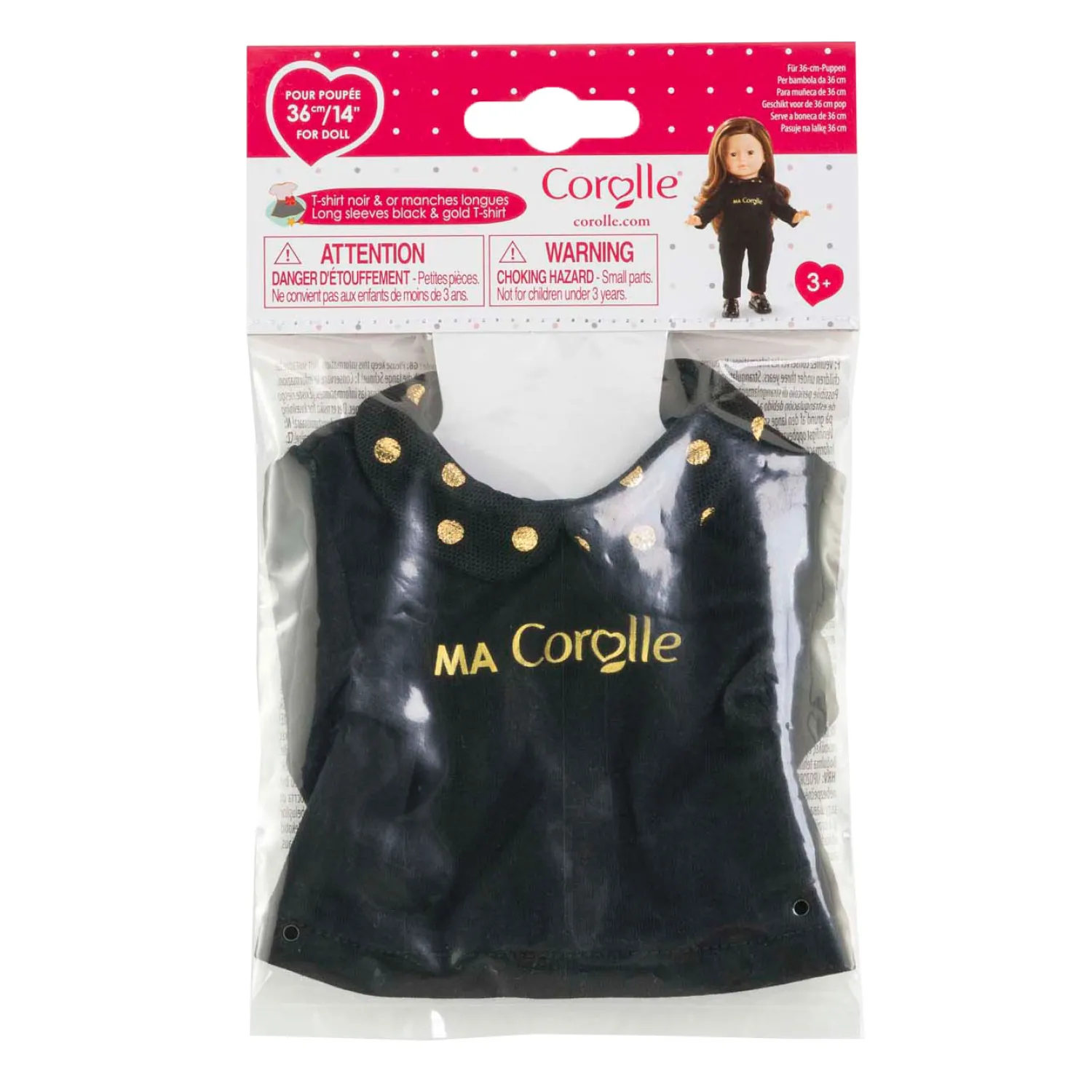 Zwart en Goud T-shirt voor Poppen, 36cm-Corolle Online