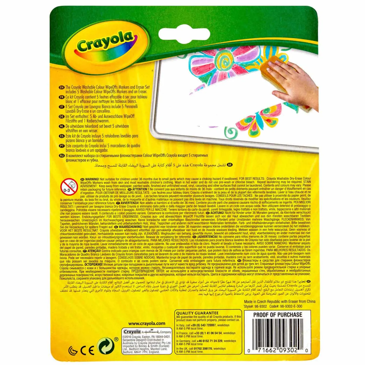 Dry Wipeoffs Stiften met Wisser, 5st.>Crayola