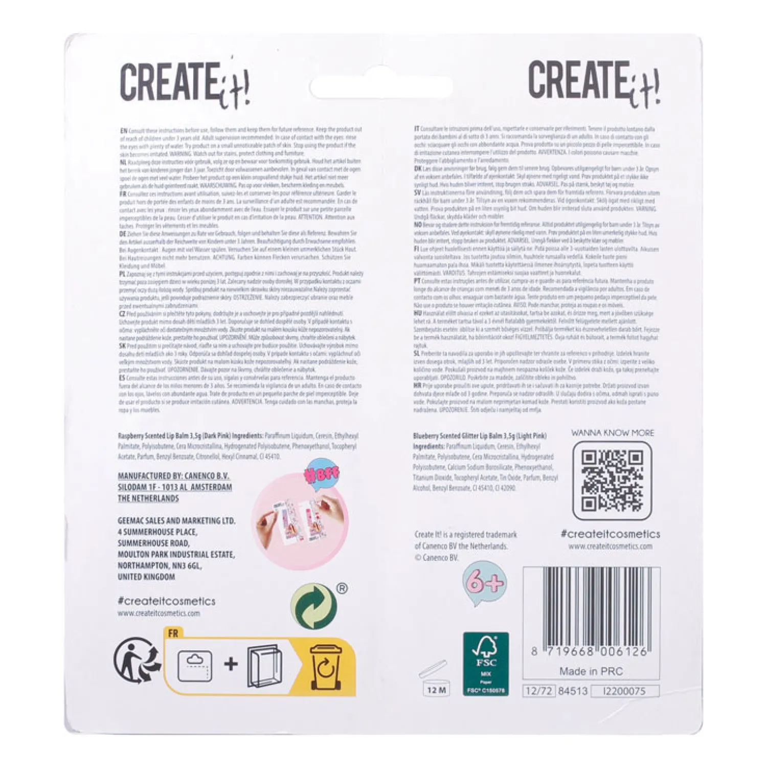 Create it! Beauty BFF's Lippenbalsems. 2st-Canenco Outlet