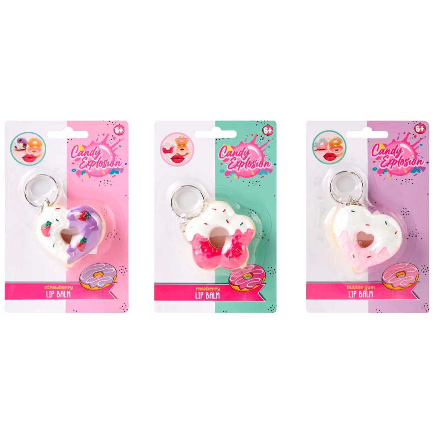 Canenco Create It! Candy Explosion Donut Lippenbalsem Sleutelhanger New