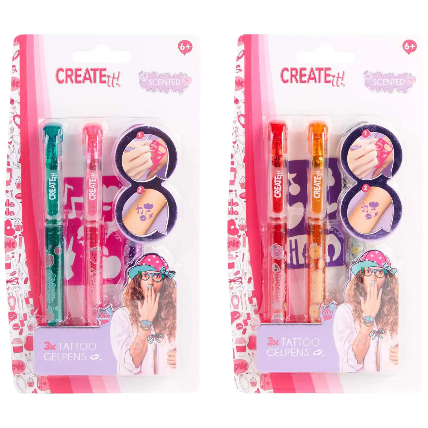 Tattoo Geurpennen, 3st + Sjabloon>Create it! Clearance