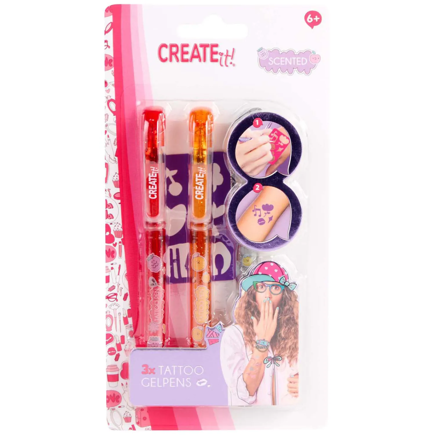 Tattoo Geurpennen, 3st + Sjabloon>Create it! Clearance