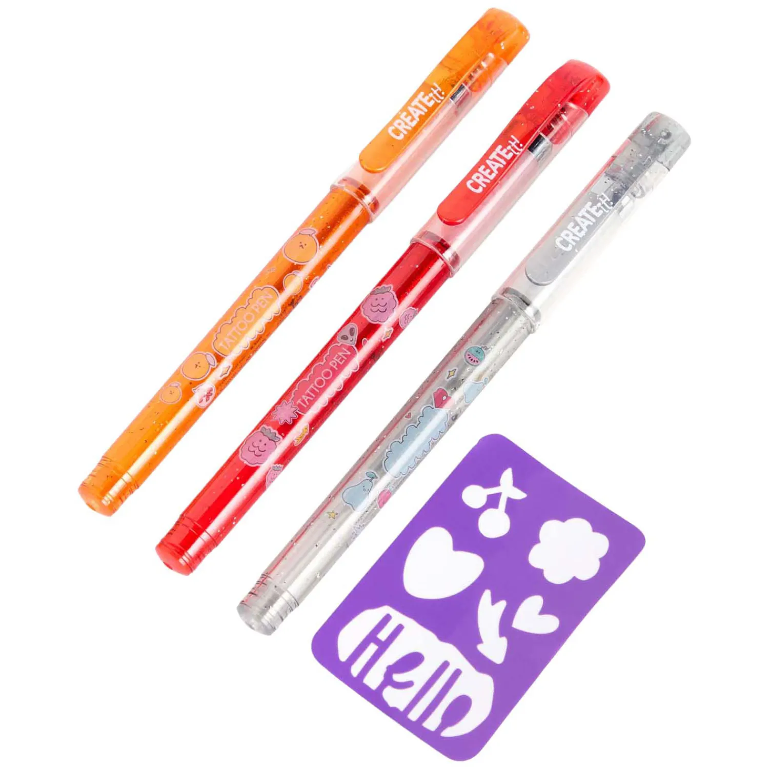 Tattoo Geurpennen, 3st + Sjabloon>Create it! Clearance