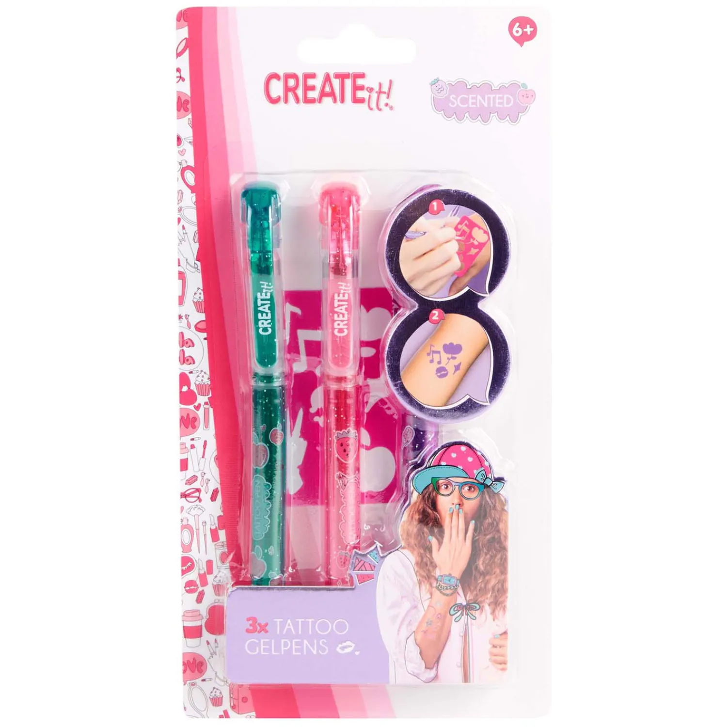 Tattoo Geurpennen, 3st + Sjabloon>Create it! Clearance