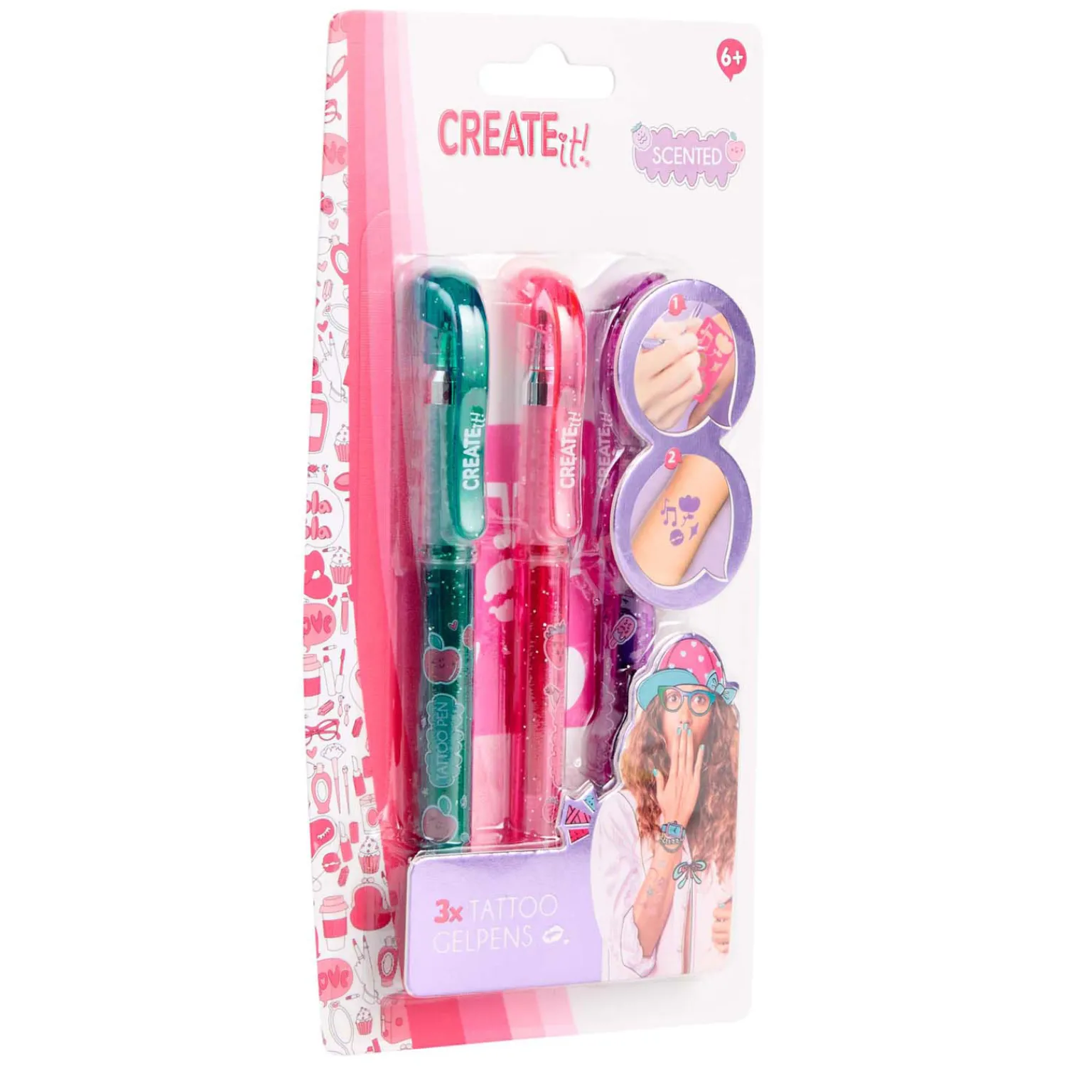 Tattoo Geurpennen, 3st + Sjabloon>Create it! Clearance