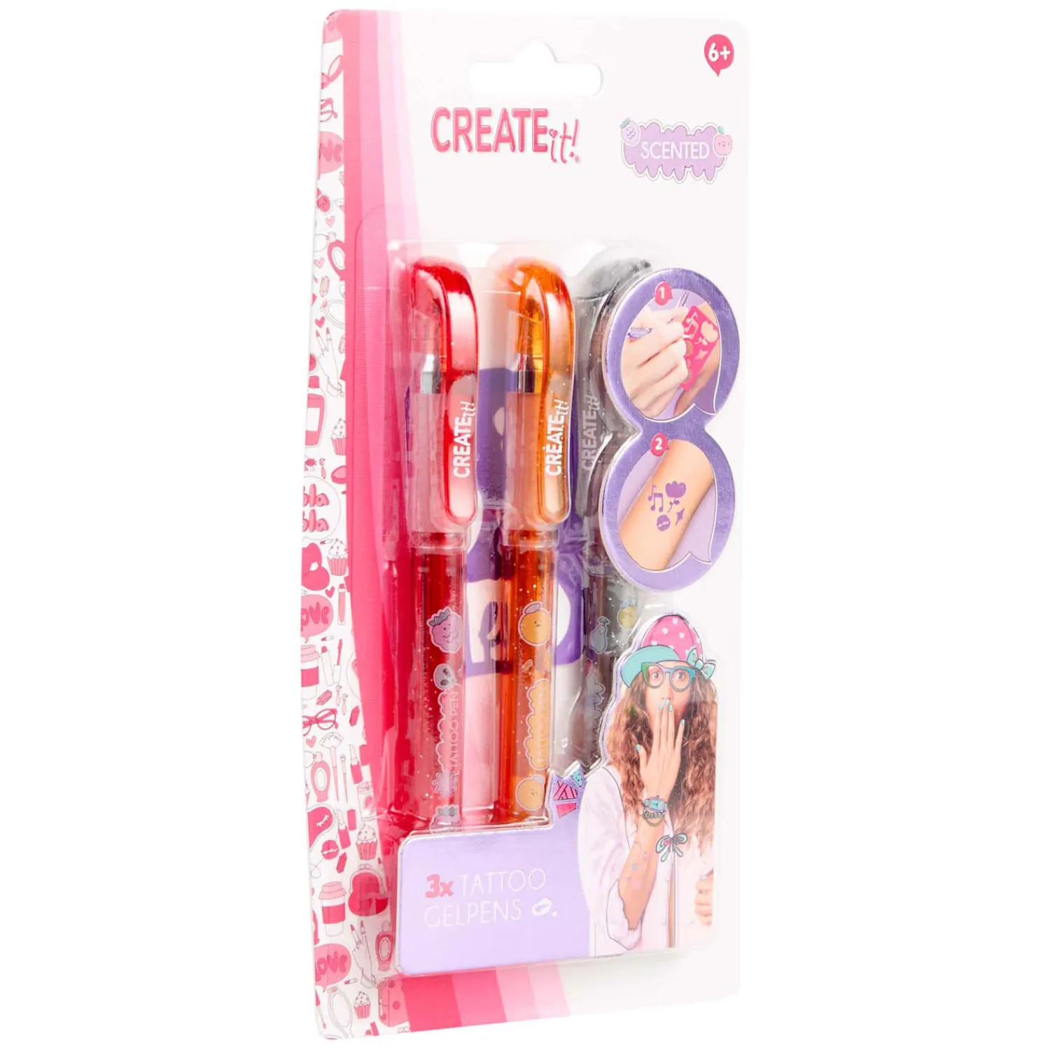 Tattoo Geurpennen, 3st + Sjabloon>Create it! Clearance