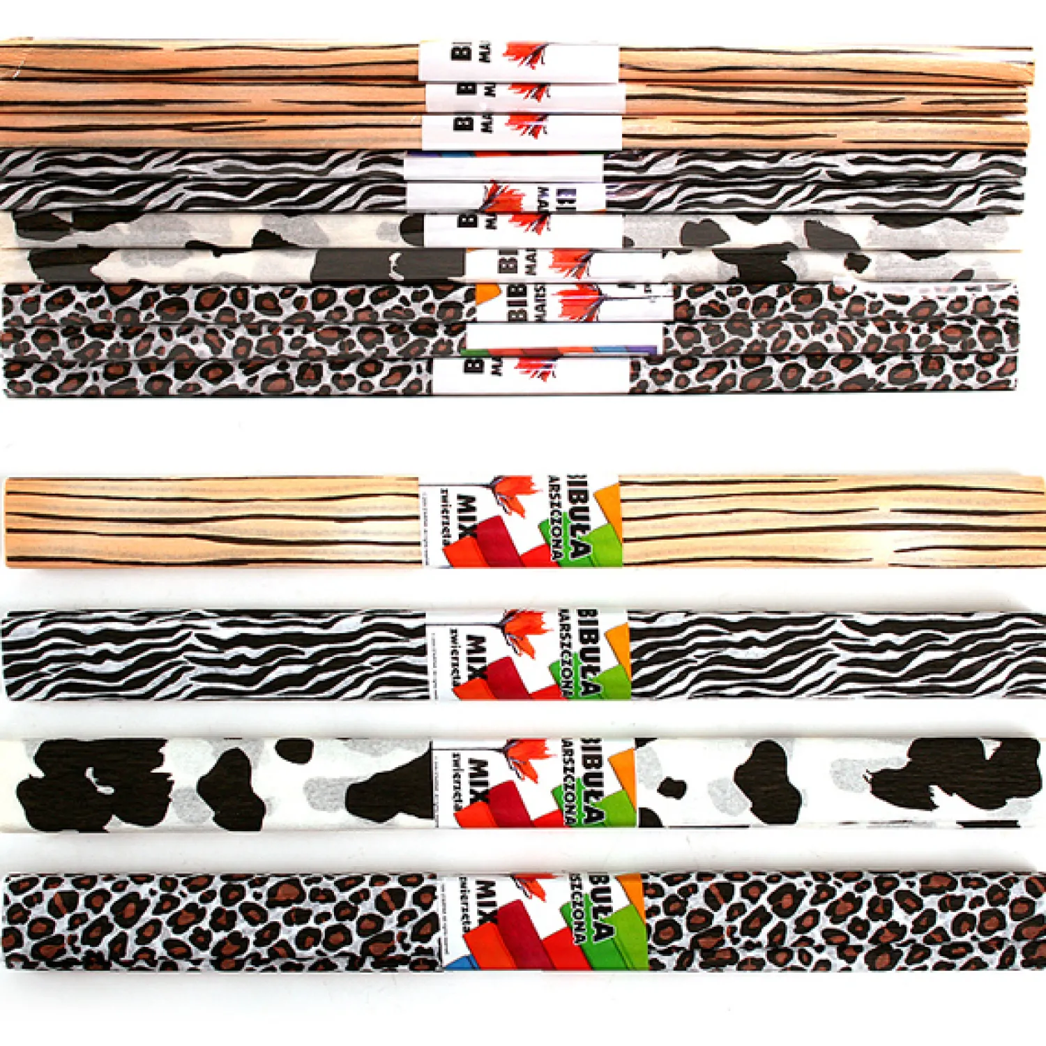 Crêpepapier Dieren, Set van 10- Hot