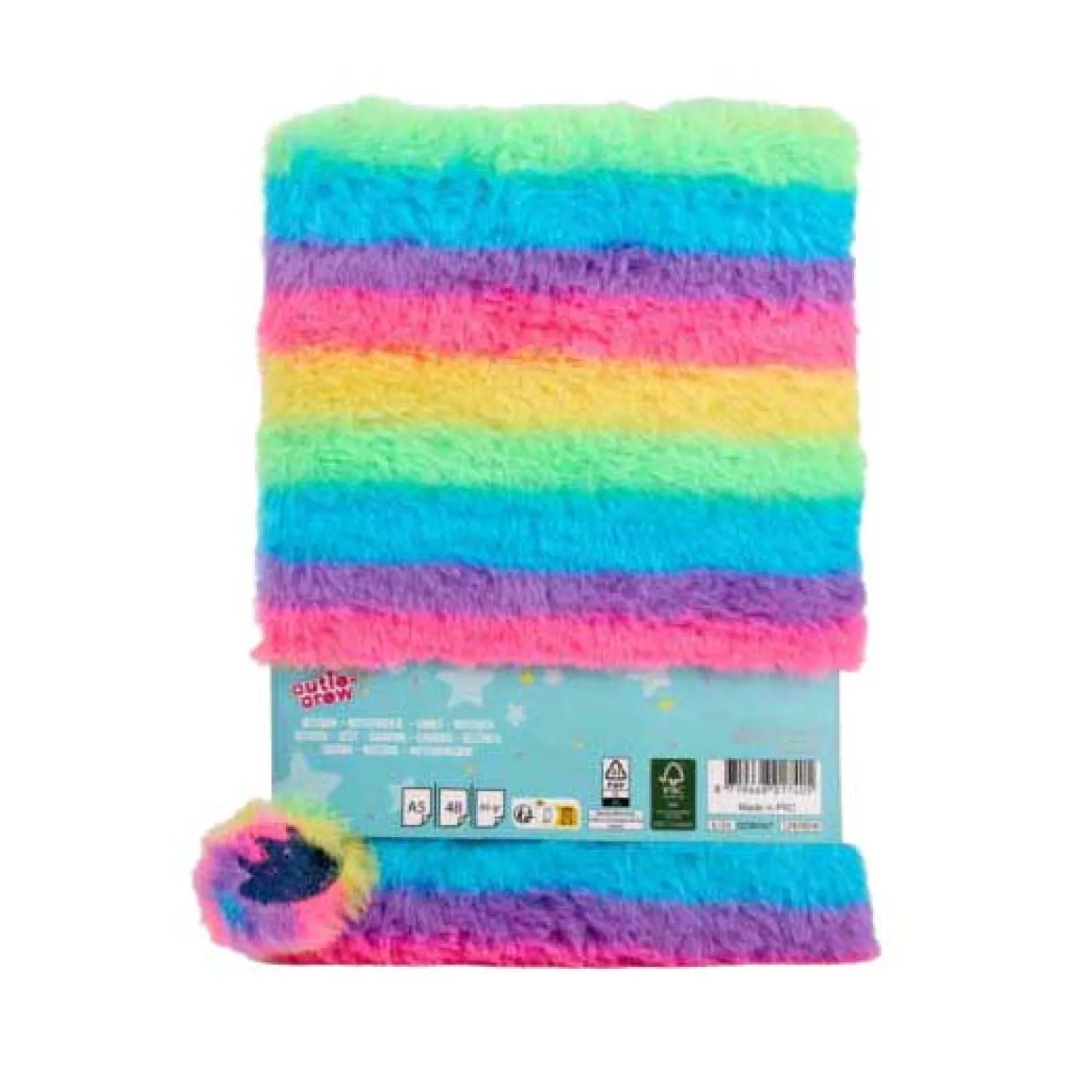 Cutie Crew Pluche Notitieboek Regenboog-Canenco