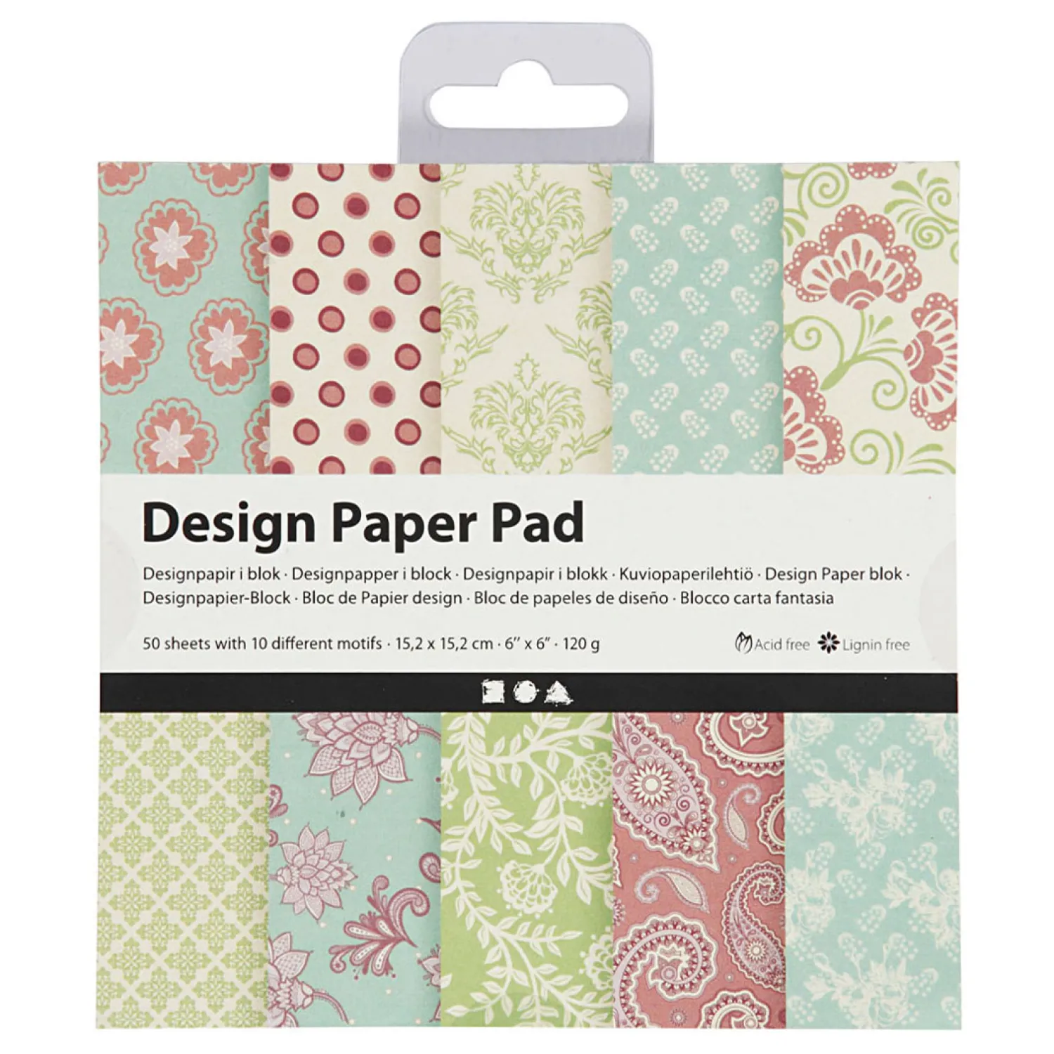 Design Papierblok Mint Groen/Paars, 50 Vellen>Creativ Company Clearance