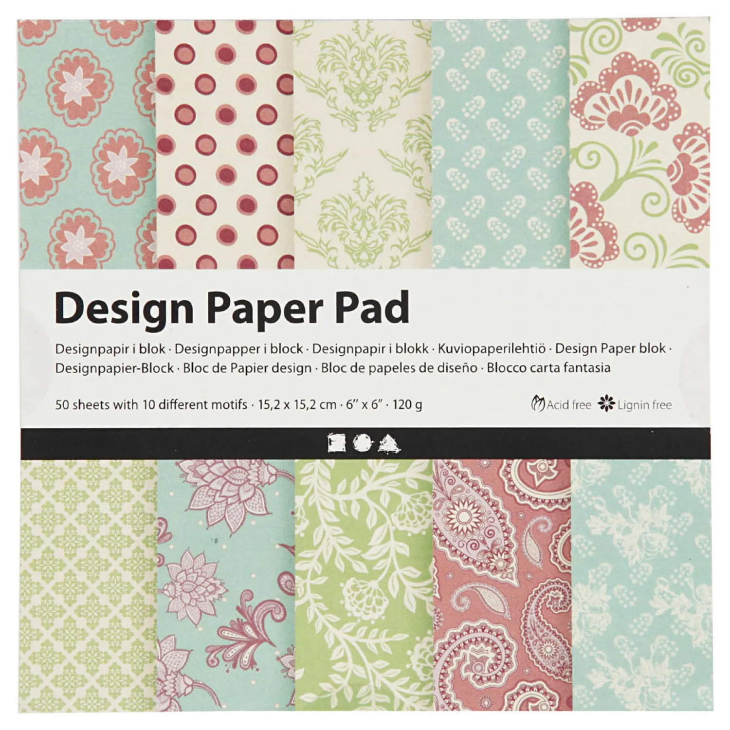 Design Papierblok Mint Groen/Paars, 50 Vellen>Creativ Company Clearance