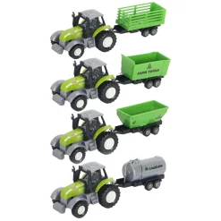 Die-cast Groene Trekker met Aanhanger en Pull-backfunctie Discount