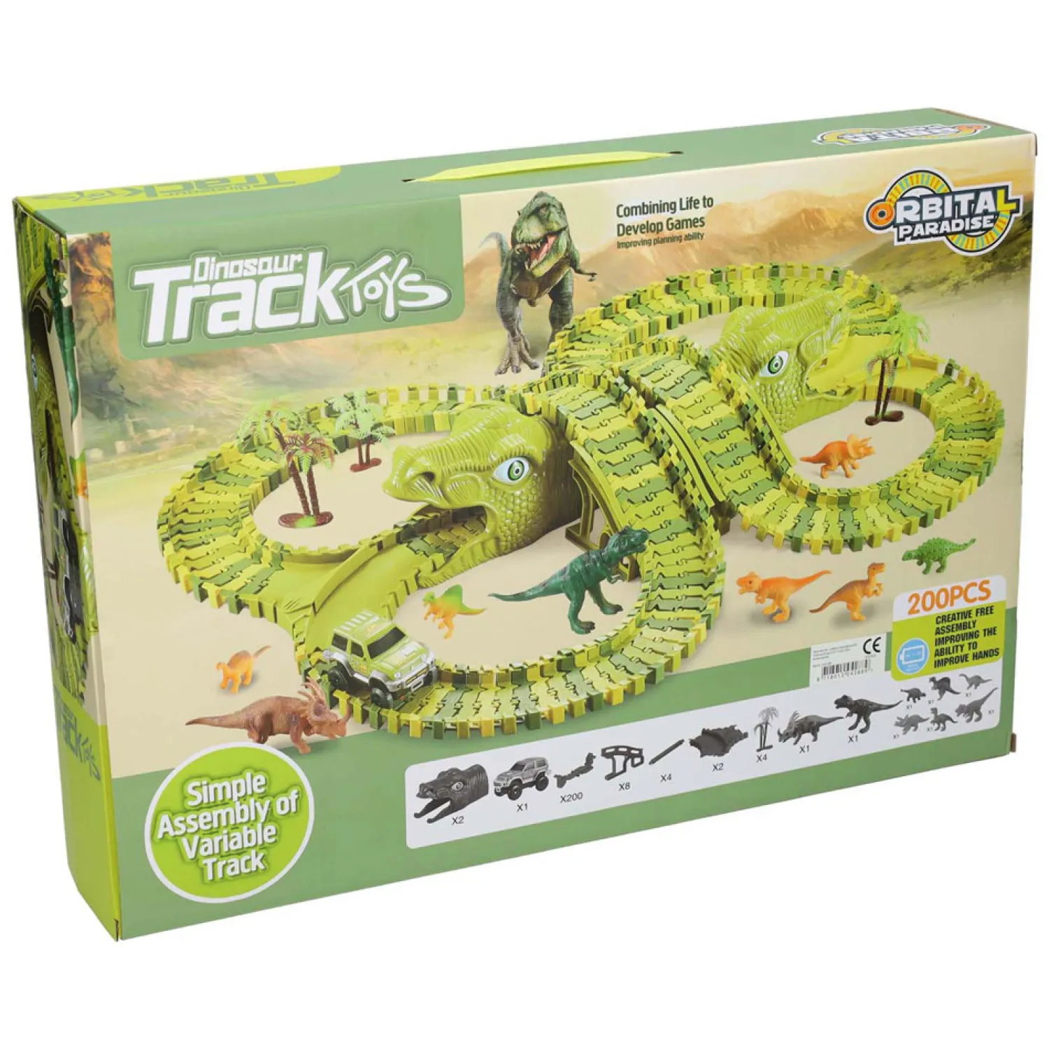 Dinotrack Uitgebreid Speelset, 200dlg.>