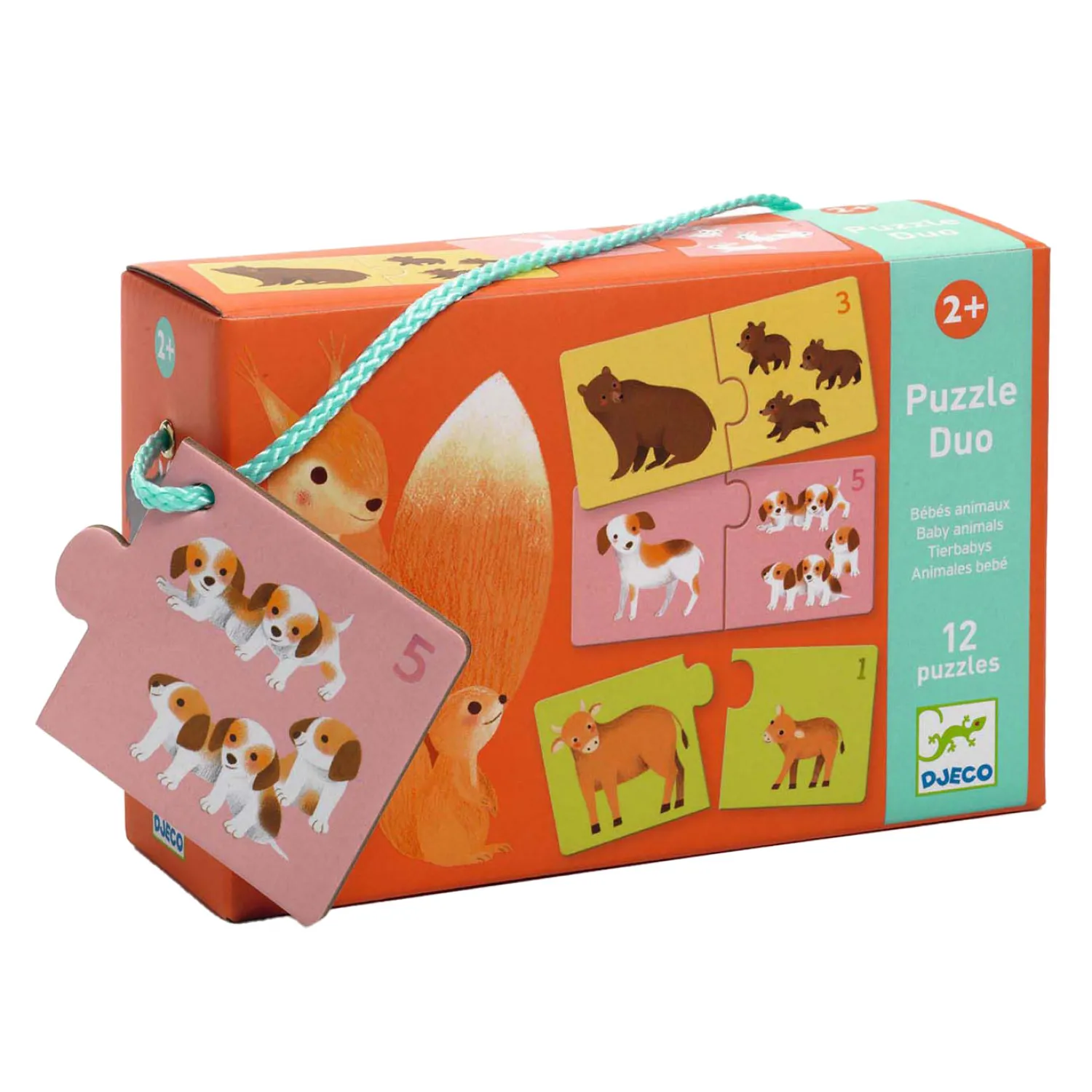 Combinatiepuzzel Dieren - 12st.>Djeco New