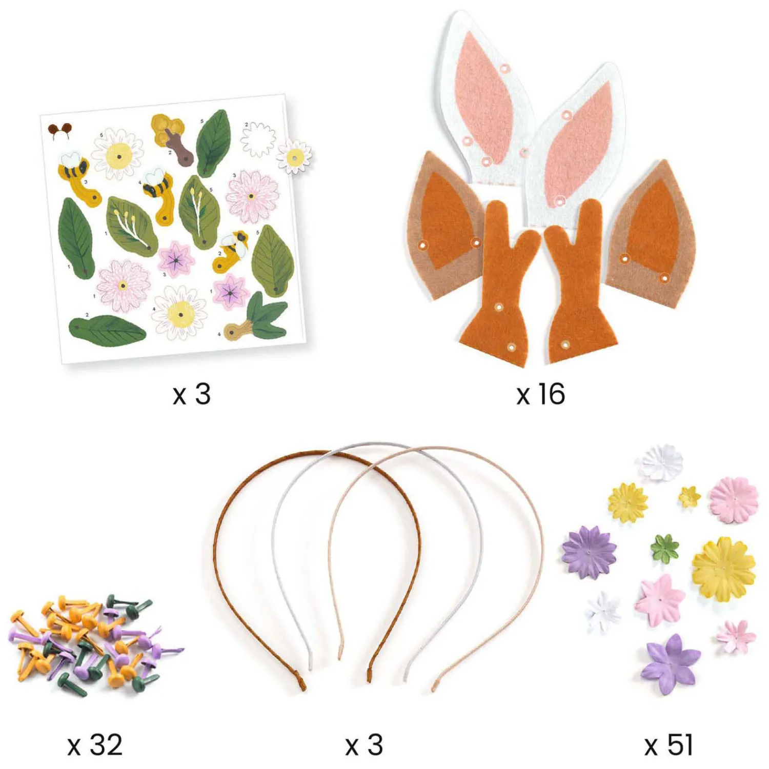 DIY - Knutselset Dierenhaarband - 3 Haarbanden-Djeco Outlet