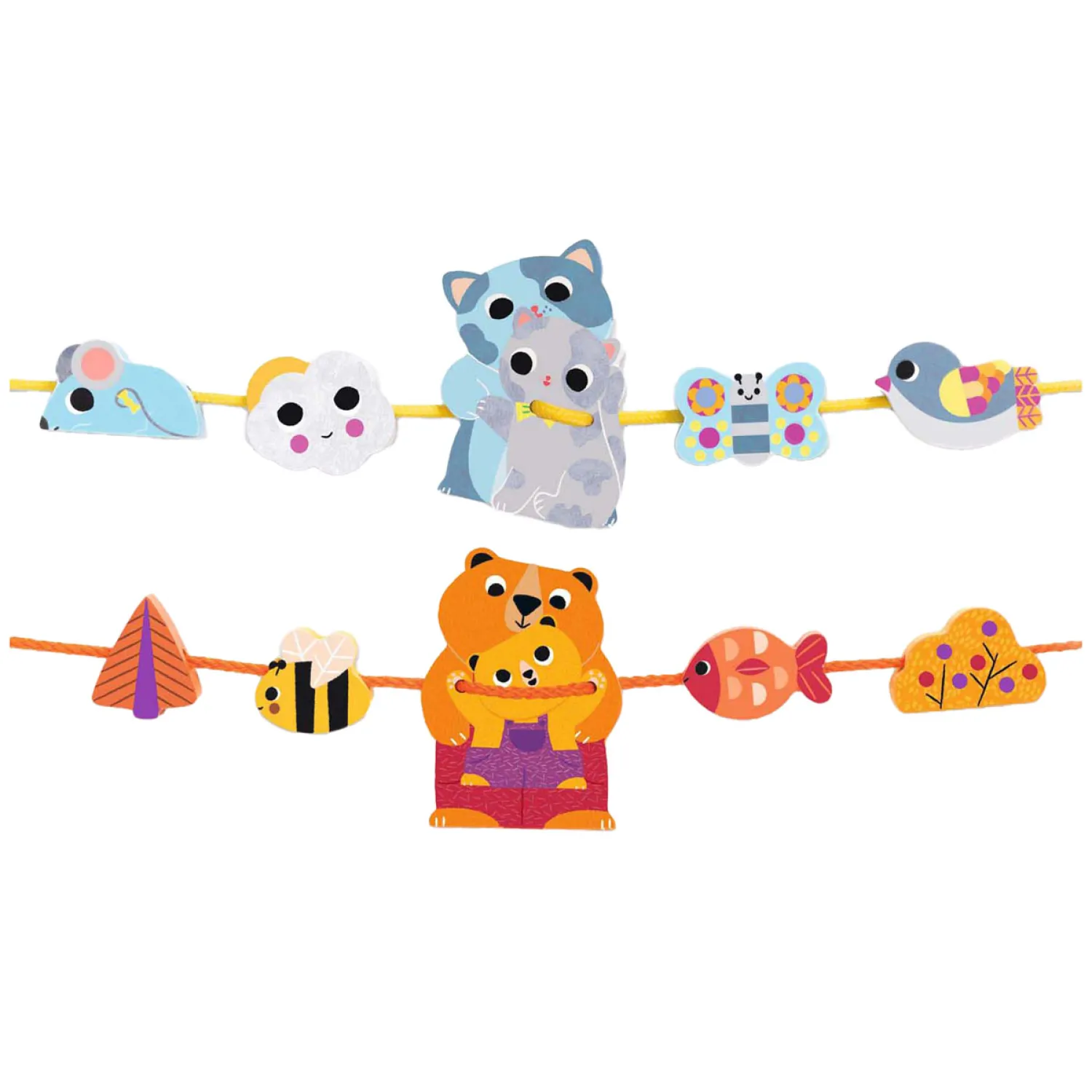 Houten Rijgkralen - Incl 2 Koordjes-Djeco Clearance