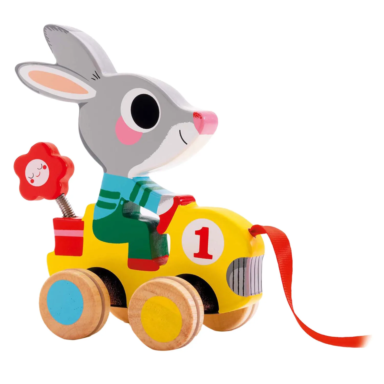 Houten Trekfiguur Kleurrijk Konijn-Djeco New