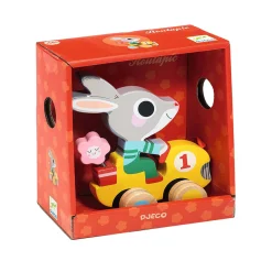 Houten Trekfiguur Kleurrijk Konijn-Djeco New