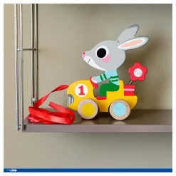 Houten Trekfiguur Kleurrijk Konijn-Djeco New