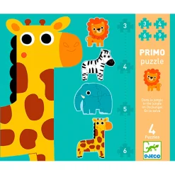 Jungledieren 4in1 Puzzel-Djeco Discount