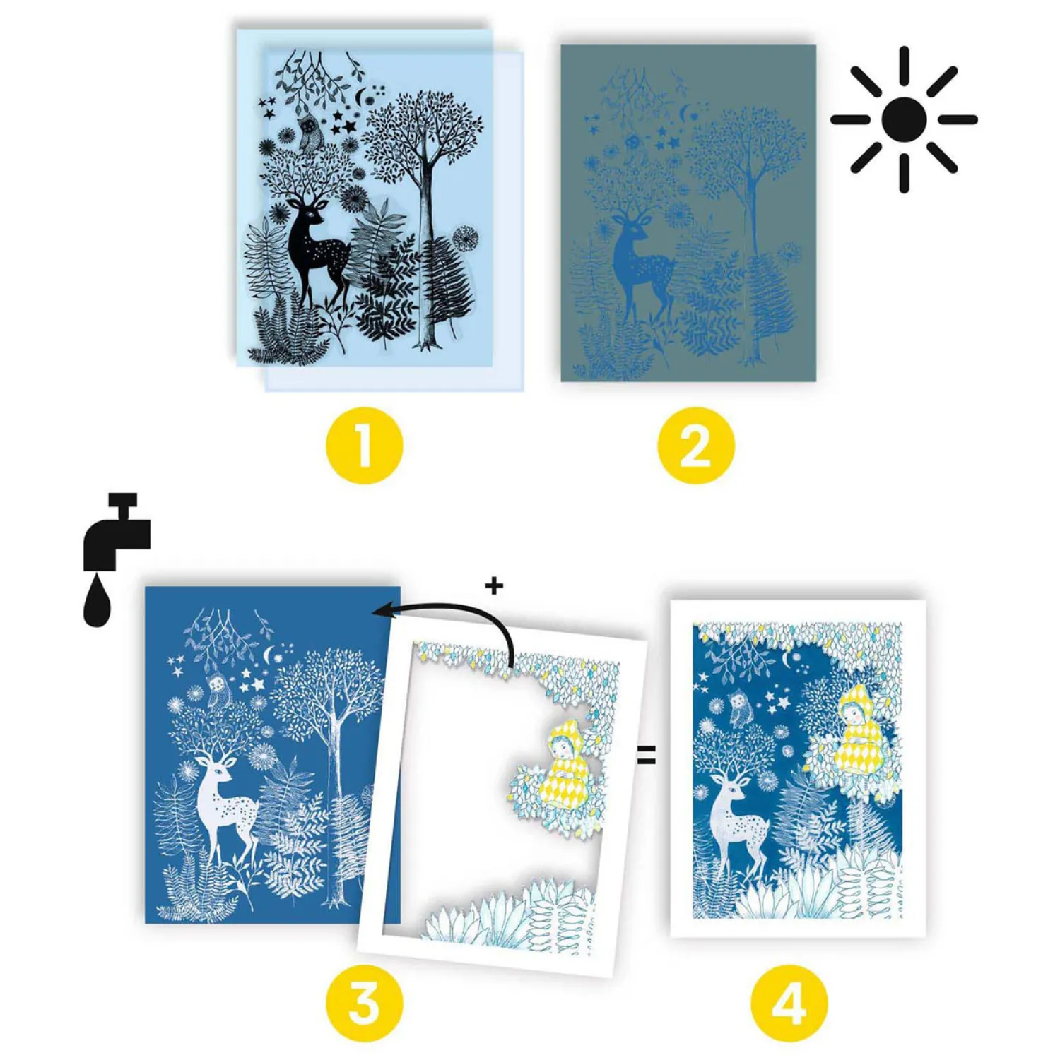 Knutselen Cyanotype Navulset - Nachtelijke Savanne-Djeco Online