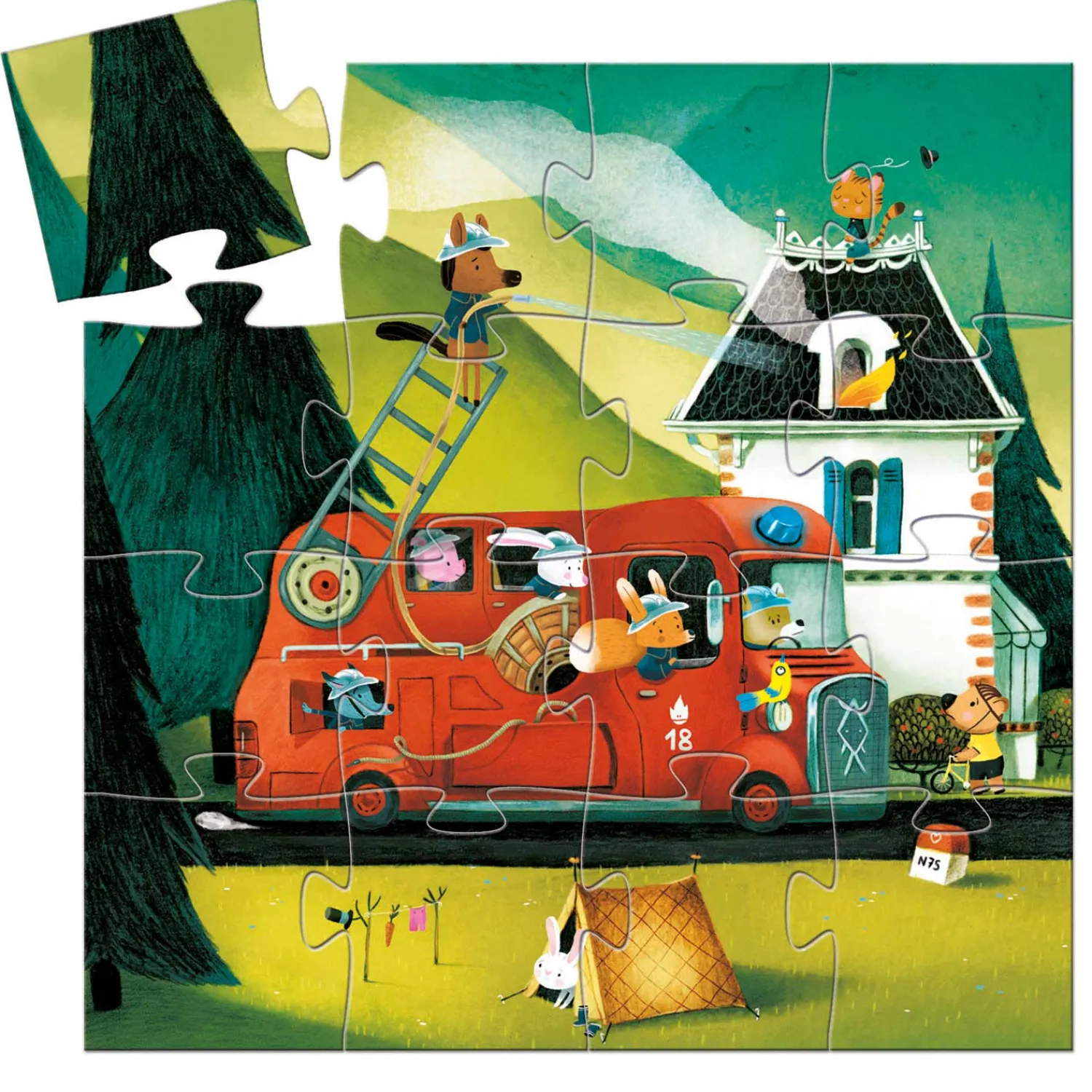 Djeco Legpuzzel Brandweerwagen, 16st. New