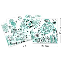 Metallic Kleurplaten 'In de zee' - 4st.><noscript><img width=