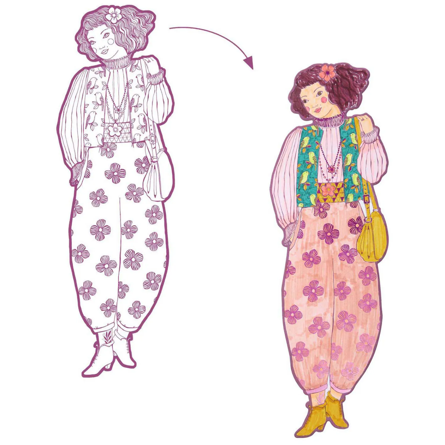 Mode Silhouetkleurplaten Rosemary 32cm - 4st.-Djeco Discount