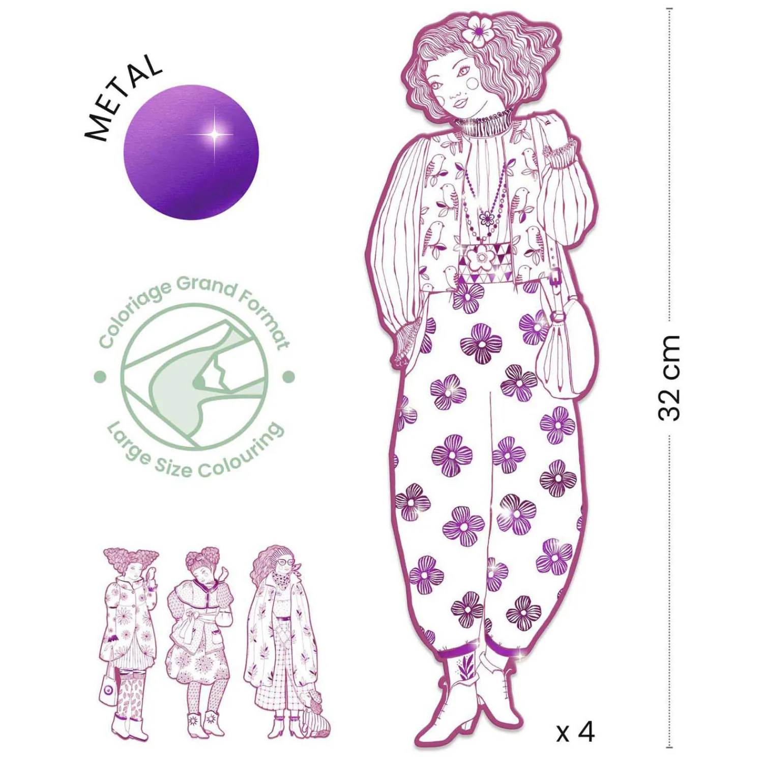 Mode Silhouetkleurplaten Rosemary 32cm - 4st.-Djeco Discount