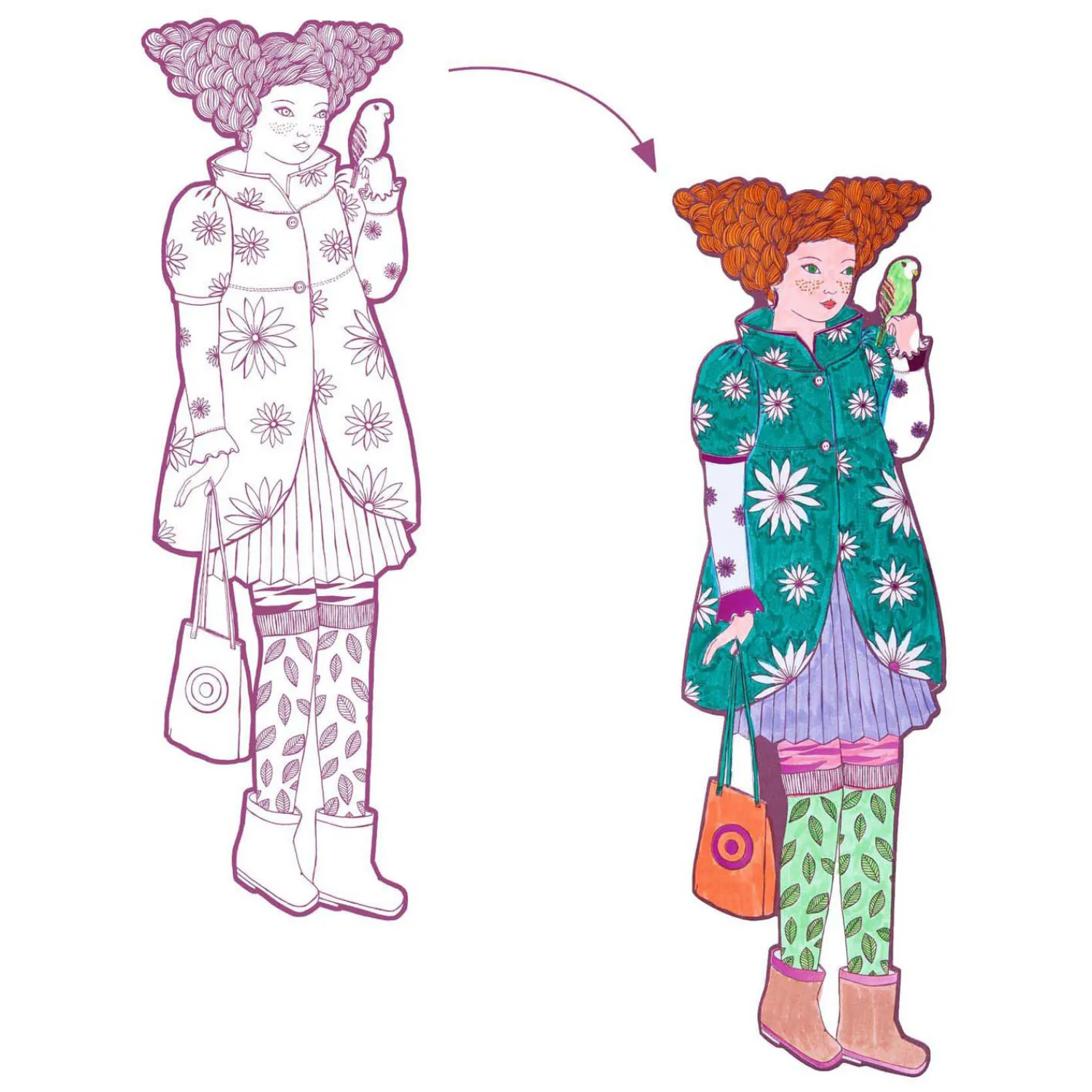 Mode Silhouetkleurplaten Rosemary 32cm - 4st.-Djeco Discount