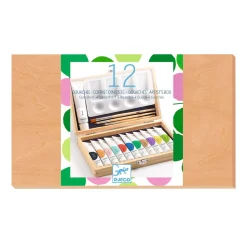 Plakkaatverf in Houten Doos - 12 Kleuren>Djeco Clearance