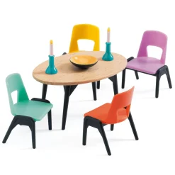 Djeco Poppenhuis Eetkamertafel met Stoelen Discount