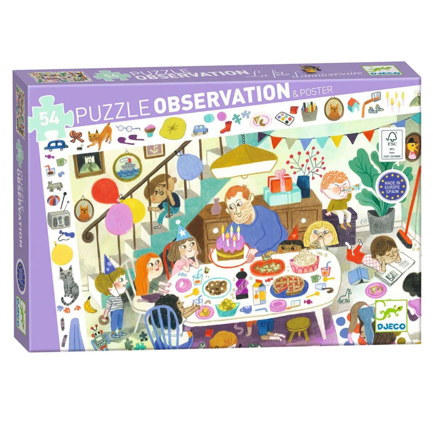 Zoekpuzzel Verjaardsfeestje - 54st.>Djeco Clearance