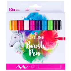 Bruynzeel Ecoline Brush Pen Set Helder, 10 Kleuren Clearance