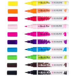 Bruynzeel Ecoline Brush Pen Set Helder, 10 Kleuren Clearance